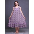 thumbnail image 4 of Bimba Améthyste3 Feuilles Florales et Pivoine Mi-Mollet Vêtement de Nuit Femme Coton Imprimé Sans Manches Robe de Nuit Maxi X-Small, 4 of 6