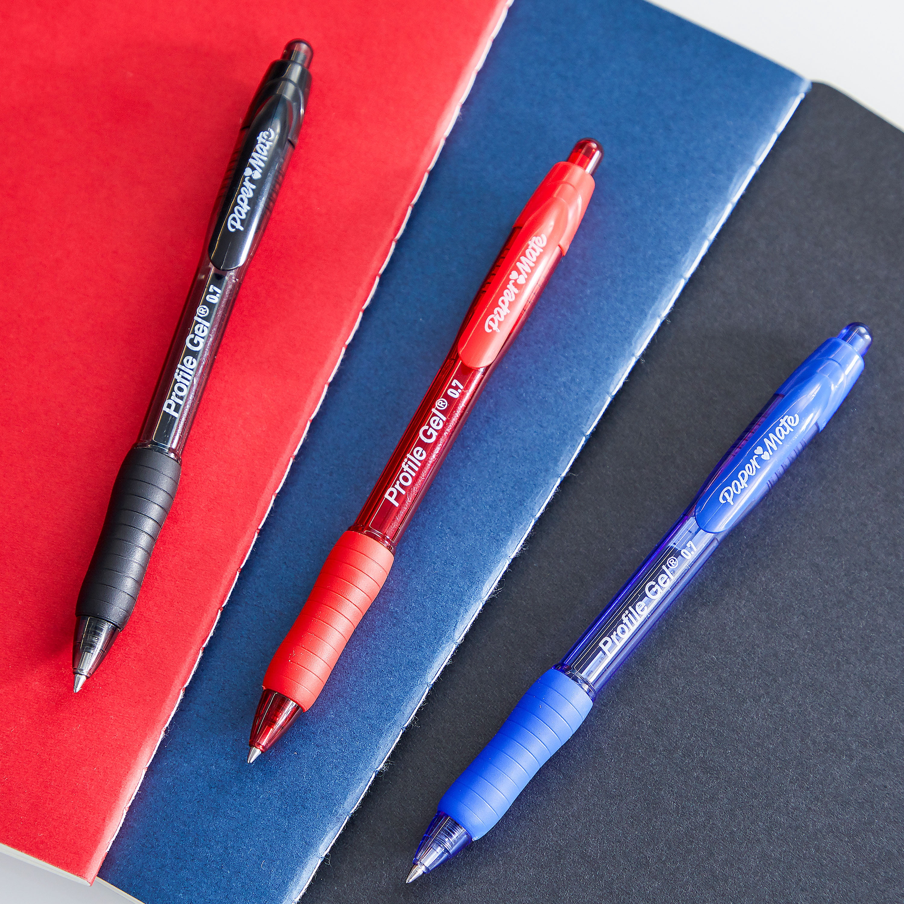 Stylo gel Paper Mate Profile, stylos rétractables, pointe moyenne (0,7 mm), noir, 4 unités