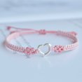 thumbnail image 3 of Heart Shape Peach Flower Woven Bracelet Cute Heart Shape Design Adjustable Sliver Transship Bracelets For Womens Girls, 3 of 3