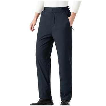 Cameland Plus Size Mens Business Casual Pants Elastic Waist Pockets Solid Color Trousers Dress Pants