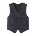 thumbnail image 1 of XASZHN Boy's 4 Button Formal Plaid Suit Vest Grey_002 7-8 Years, 1 of 4