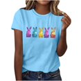 thumbnail image 5 of Pisexur Hauts pour Femmes, Hauts d'Été pour Femmes, Hauts pour Dames, Nouveau Pull à Manches Courtes Col Rond Décontracté Imprimé Rose, 3TG, 5 of 5