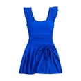 thumbnail image 4 of Bigersell Maillots de Bain à Manches à Volants pour Femmes Style Patineuse une-Pièce avec Jupe Dos Smocké Maillots de Bain Robe de Bain Maillot Bleu TG, 4 of 9