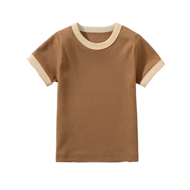 Chandails pour Filles Tout-Petits Enfants Garçons Filles Mode Confortable Couleur Unie Col Rond Manches Courtes Haut