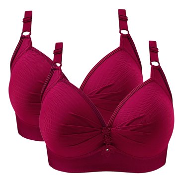 Pisexur 2 Pack Womens Bras Front Twist Pleated Embroidered Everyday Bras Push Up Bras for Women Comfort Seamless Bralettes for Women V Neck Plus Size Underwear No Underwire Wide Strap Lift Bra