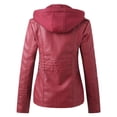 thumbnail image 3 of IMENGL Veste Zippée à Col Montant Ajustée en Cuir PU style Moto, Rouge 4TG, Taille M-4TG, 3 of 6