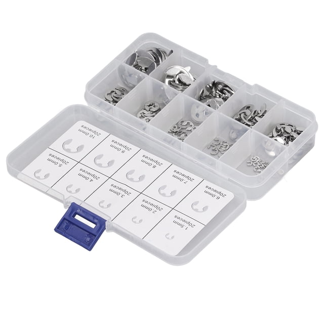 Kit d'Assortiment de Clips E, Haute Dureté, Force de Tension Solidement Fixée, 200 Pcs, Clips E pour Retenue Externe pour Arbre
