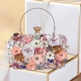 thumbnail image 4 of Sacs de Soirée à Pochette Florale pour Femmes avec Strass Métalliques Floraux Colorés, Pochette de Soirée, Sac à Main pour Mariage et Fête, Or, 4 of 8