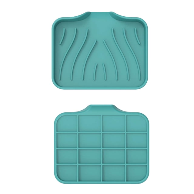 Soft Gel Soap Sponge Holder | Non-Slip Sink Storage Tray | Heat-Resistant ABS Rubber | 4.8x3.9x0.7 Inches | Drainage Ridges | Kitchen & Bathroom Organizer (1-Pack)