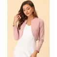 thumbnail image 2 of INSPIRE CHIC Cardigan Boléro Court Élégant Uni à Ourlet Arrondi à Manches Longues pour Femme Rose TG, 2 of 5