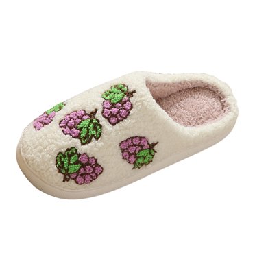 TJAZFJPA Fall Slippers for Women Pack Fall and Winter Fruit Pattern Slippers Warm Padded Non Indoor Slippers Slipper Boots for Women Slippers Women Indoor Outdoor Arch Support