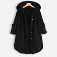 thumbnail image 2 of WEIYLL Womens Fleece Jacket Pocket Irregular Long Hooded Button Sleeve Plus Size Black Cold Weather Tops Size 5XL, 2 of 5