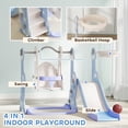 thumbnail image 4 of Qaba 4-in-1 Slide and Swing Set with Basketball Hoop, Climber, Light Blue, 4 of 9