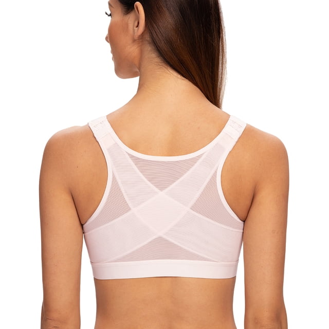 MELENECA Soutien-Gorge Posture Sans Armatures à Fermeture devant pour Femme Rose Doux 34C