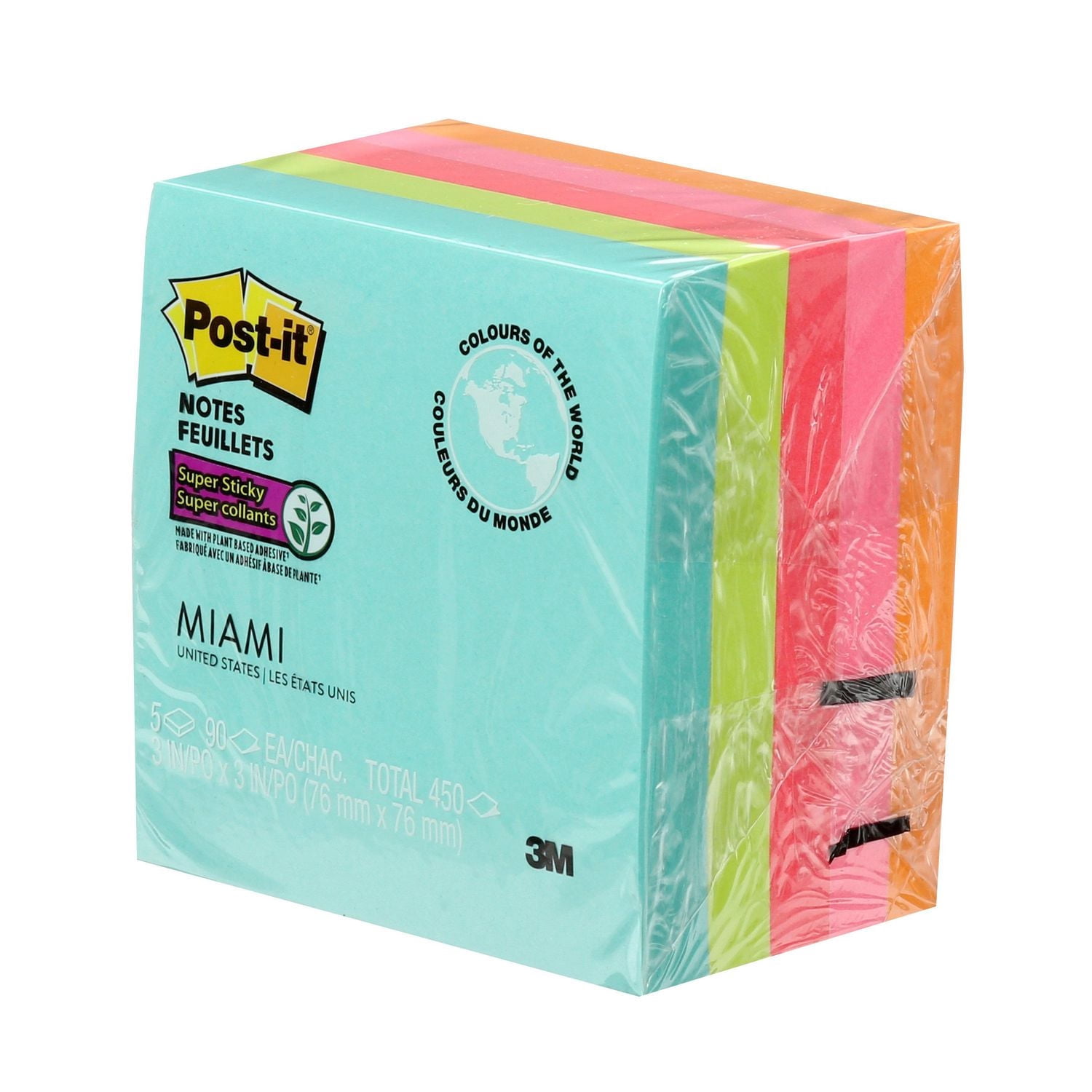 Feuillets super collants Post-it®, collection Miami