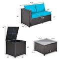 thumbnail image 4 of Costway 4PCS Outdoor Patio Rattan Furniture Set Cushion Loveseat Storage Table Turquoise, 4 of 10