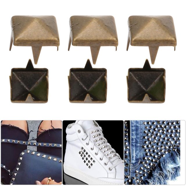 Cergrey Square Spike Rivets,400 Sets 4MM-7MM DIY Leathercraft Spike Rivets Square Spike Studs Bags Shoes Belt Accessories,Spike Rivets