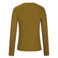 thumbnail image 4 of IROINID Reduced Womens Long Sleeve Tops Fall Stretch Slim Fitted Ribbed T-Shirt Blouse Solid Basic Tops,Yellow, 4 of 5