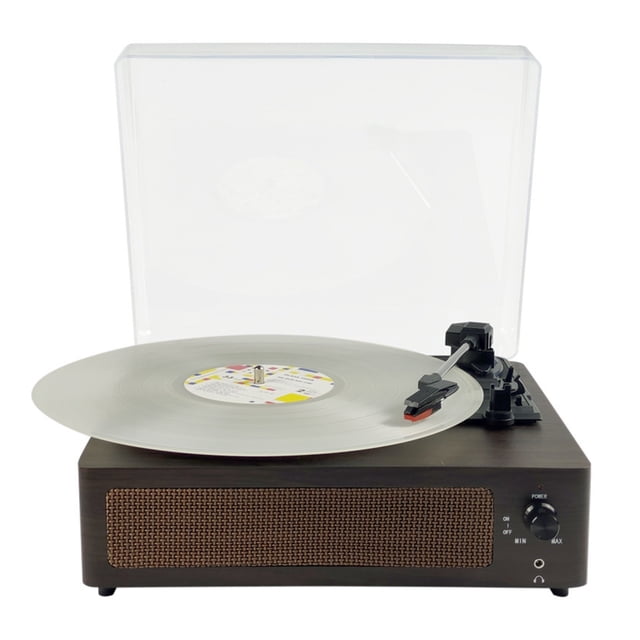 Wooden Simple Vintage Phonograph Wireless Vinyl Record Player With Cover Dust Jukebox