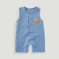 thumbnail image 2 of Baby Romper for Newborns and Infants, Sleeveless Short Climbing Bear Embroidered Gauze, Breathable and Sweat-Absorbing, Double-Layer Concealed Button Design for 3 Months to 2 Years, 2 of 9