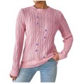 thumbnail image 1 of Rbaofujie Chandail pour Femmes Chandail d'Hiver Ample Uni pour Femmes Chandail à Manches Longues à Col Rond Haut Rose Chandails d'Automne pour Femmes, 1 of 6