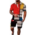 thumbnail image 1 of Mikilon Mens Trendy Outfits 2-Piece Set Short Sleeve Buttoned Lapel Printed T-Shirt Set Chic and Comfortable Short Sleeve Lapel Set Orange M, 1 of 6