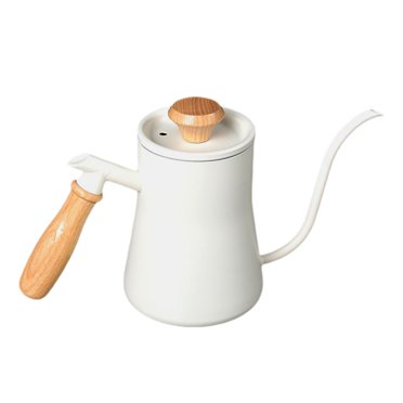 veasfak Stainless Steel Drip Kettle with Long Spout Coffee Kettle Gooseneck Kettle, Tea Kettle, for Outdoor Office Kitchen Home Stovetop, White