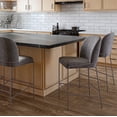 thumbnail image 1 of CorLiving Blakeley Modern Upholstered Indoor Counter Height Barstool with Metal Legs, Dark Grey (Sold Individually), 1 of 10