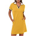 thumbnail image 1 of Dvprdro Robe d'Été pour Femme Mode Classique Unie à Manches Courtes Robe Mini Décontractée Ample avec Poches Robe Chemise de Tennis Golf, 1 of 5