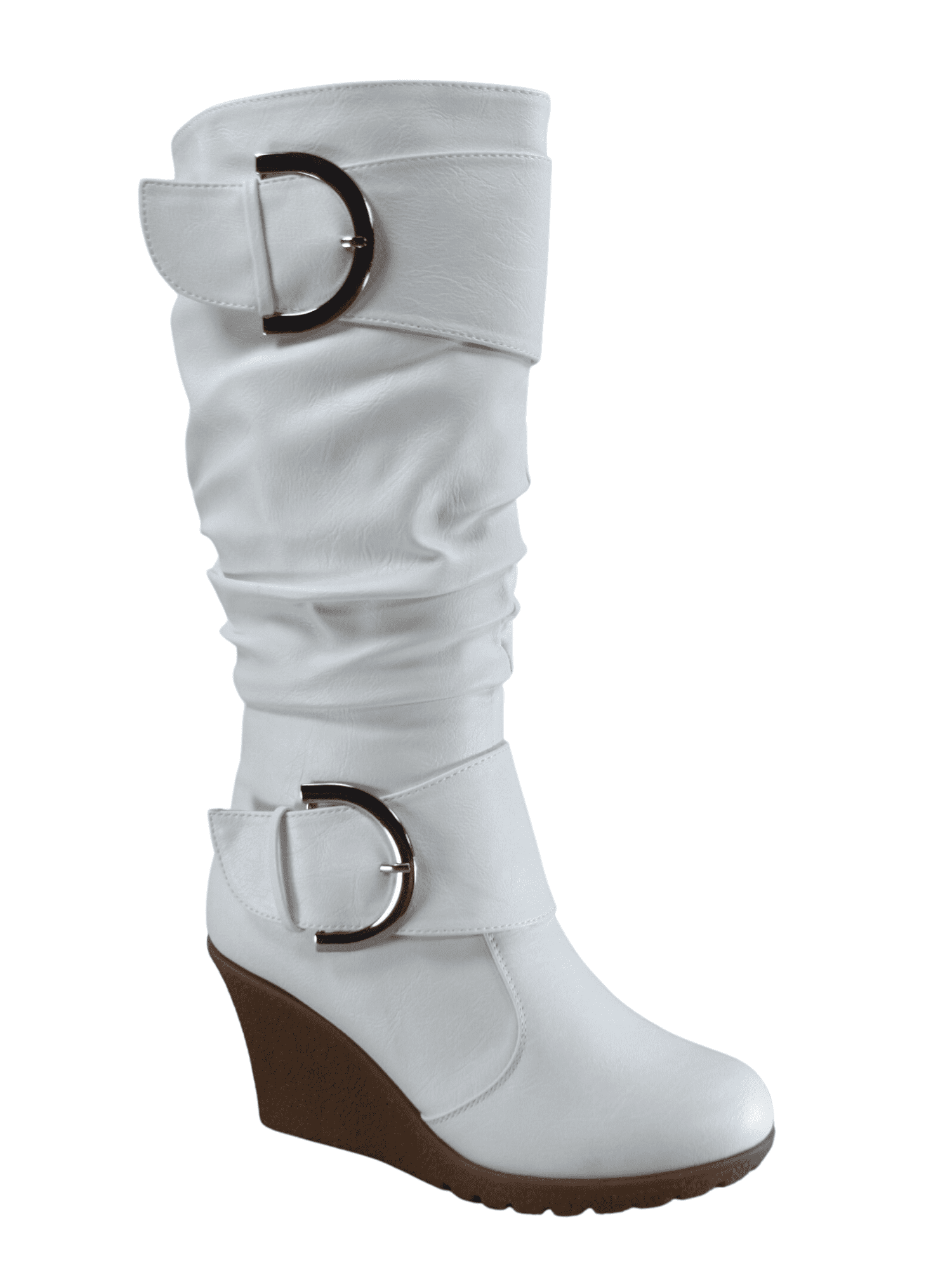 Bottes Mode pour Femmes à Fermeture Éclair Hauteur Genou, Talon Compensé Décontracté, Chaussures d'Hiver ( Blanc, 9)