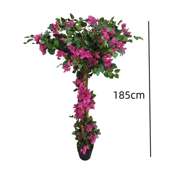 BeesClover Artificial Bougainvillea Flowers Trees, Fake Bougainvillea Tall Tree with Black Plastic Potted, Outdoor Faux Blooming Plants for Indoor Front Porch Decor Home Office