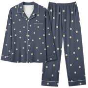Yuyuzo Plaid Pajamas Set for Womens Long Sleeve Lapel Button down Sleepwear and Long Pants Pjs Sets Homewear