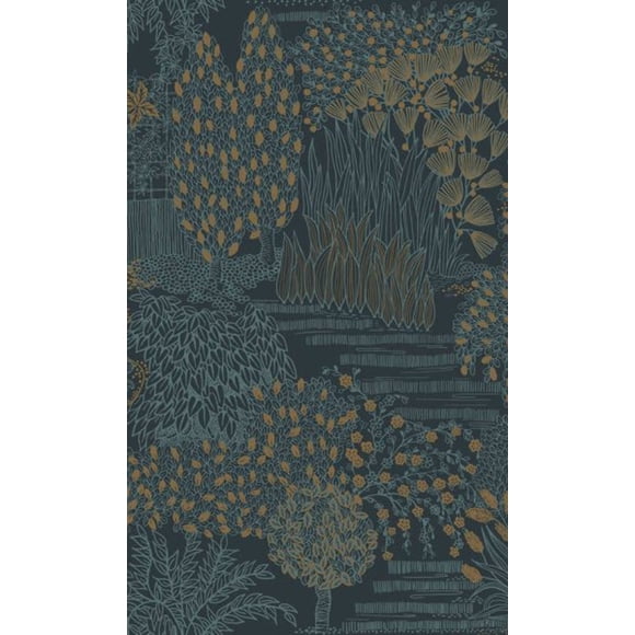 Blue Japanese Gardens Inspired Tropical Wallpaper R8426