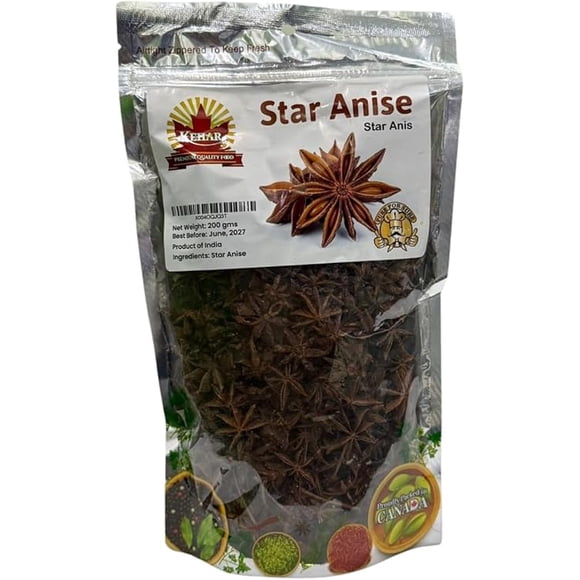 Kehar STAR ANISE 200G (7.05 oz) - Whole Star Anise Spice for Cooking, Baking, and Herbal Tea - Rich in Flavor, Aromatic, Perfect for Asian & Indian Cuisine, Sauces, Stews, and Desserts