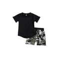 thumbnail image 2 of Kmbangi Little Boys Outfit Short Sleeve Top Printing/Solid Color Shorts, 2 of 8