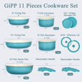 thumbnail image 3 of GIPP 11pcs Pots and Pans Set Non Stick, Nonstick Cookware Set Detachable Handle, Ceramic Pots for Cooking Non Stick with Removable Handle, RV Cookware Set for All Stoves, Light Bl, 3 of 9