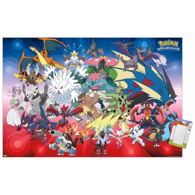 Pokémon - Mega Evolutions Wall Poster, 14.725" x 22.375" Framed
