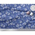 thumbnail image 3 of Soimoi Blue Poly Georgette Fabric Leaves & Floral Printed Fabric 1 Yard 52 Inch Wide, 3 of 3