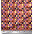 thumbnail image 1 of Soimoi Poly Georgette Fabric Check & Brush Stroke Abstract Print Fabric by Yard 42 Inch Wide, 1 of 3
