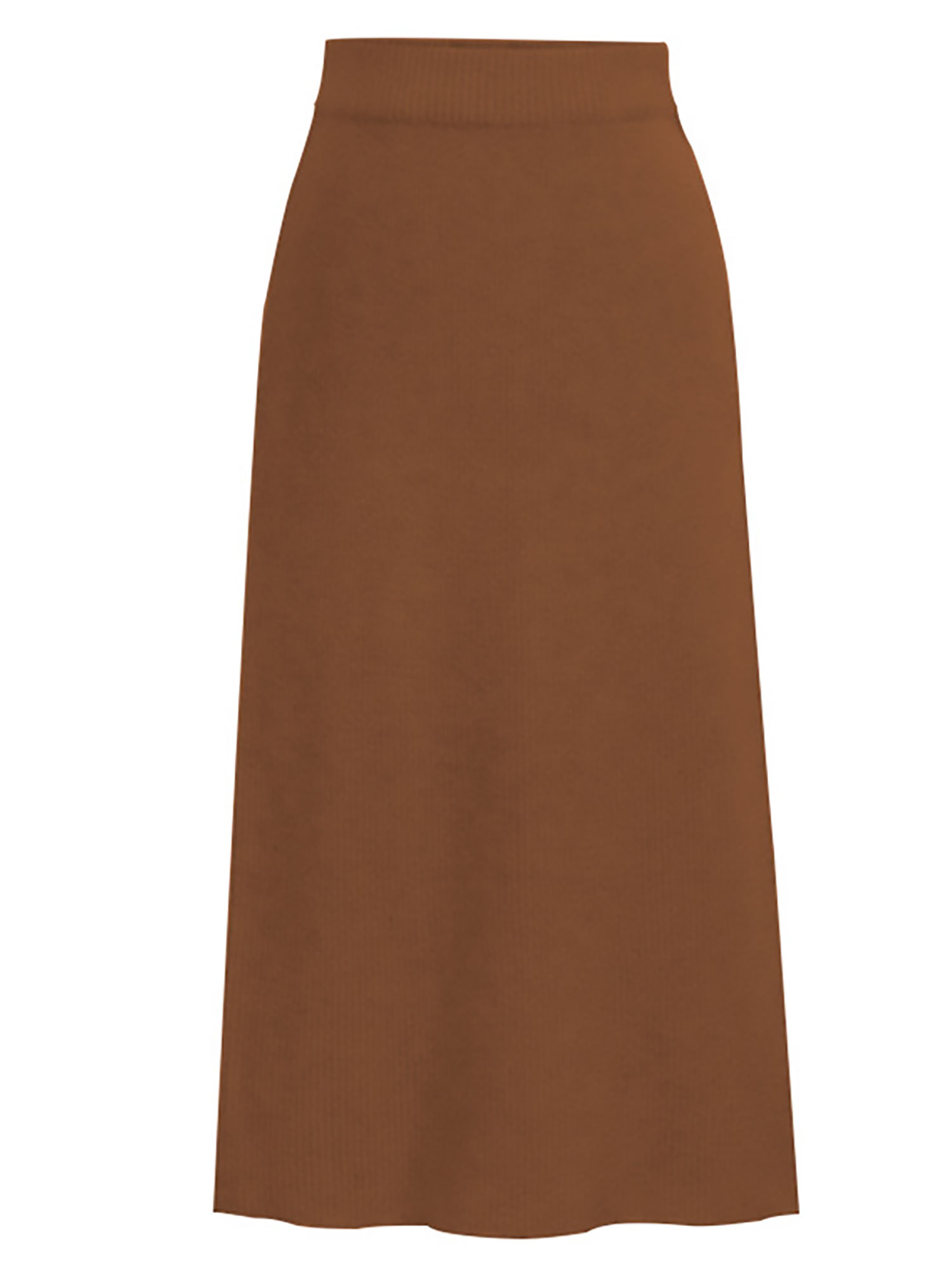 Luxur Jupe Midi Tricotée Taille Haute pour Femme, Caramel, 6TG