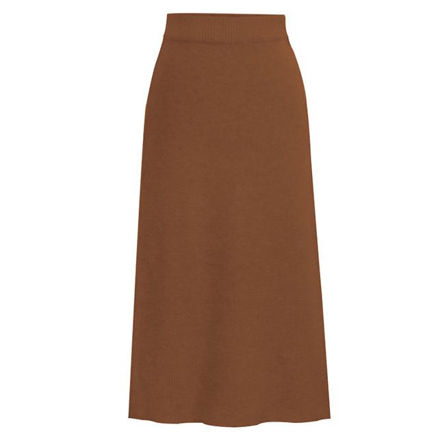 Innerwin Jupe Midi Tricotée Taille Haute pour Femmes, Caramel, 5TG