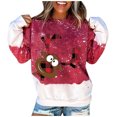 thumbnail image 1 of Fridja Mode Femme Col Rond Noël Manches Longues Hauts Blouse Pull Chandail en Molleton, 1 of 4
