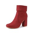thumbnail image 2 of Unique Bargains Bottines à Talon Bloc Pliables Extensibles pour Femme Rouge US 7.5, 2 of 8