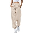 thumbnail image 1 of AherBiu Pantalon de Survêtement en Molleton pour Femmes, Ample, Taille Haute, Décontracté, Athlétique, Joggers avec Poches, Course, Gym, Entraînement, Pantalon, 1 of 6