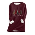 thumbnail image 1 of IROINID Chandail en Molleton de Noël pour Femmes Manches Régulières Automne Hiver Ample Vacances Détente Col Rond, Bourgogne, 1 of 5