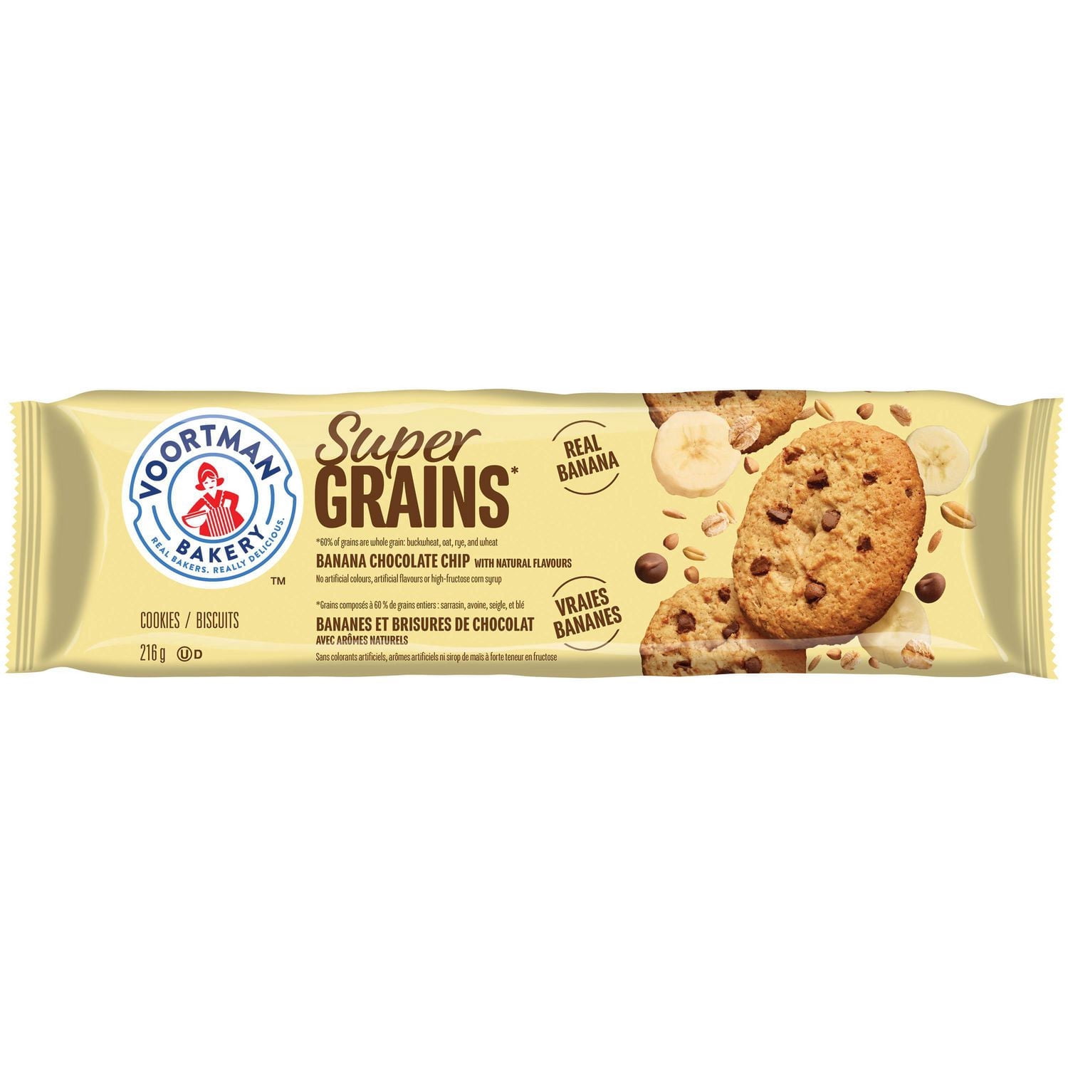 Biscuits aux supergrains, aux bananes et aux brisures de chocolat de VOORTMAN