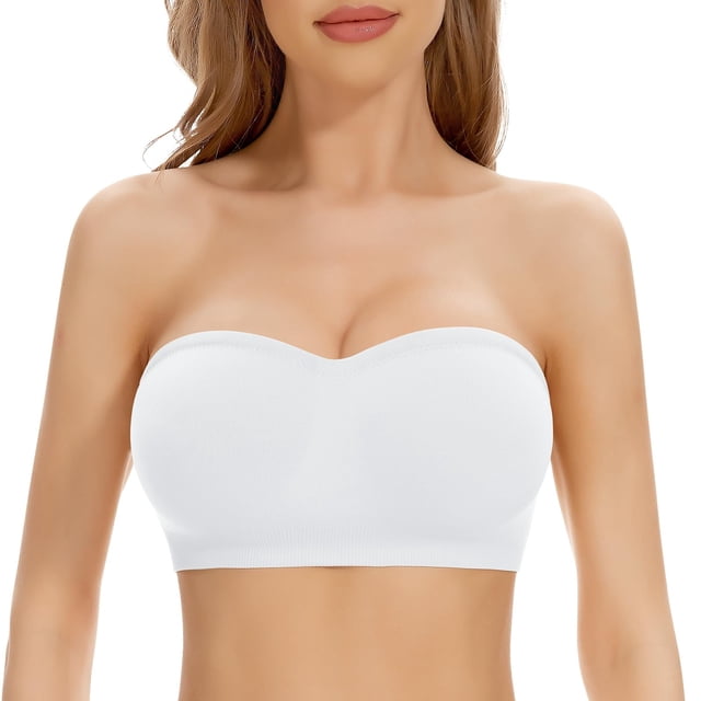 JFHHQ Women's Seamless Comfort Bra Strapless Support Wrapped Design Non Everyday Wear XL White