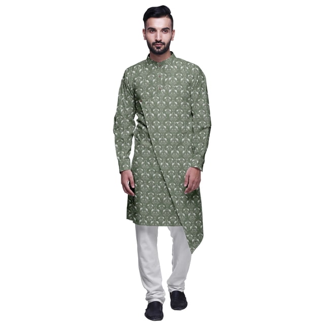Atasi Party Wear Kurta Pajama For Men Mandarin Collar Ethnic Printed Kurta Set