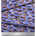 thumbnail image 2 of Soimoi Cotton Poplin Fabric Diagonal Stripe & Cat Face Animal Print Fabric by Yard 56 Inch Wide, 2 of 3