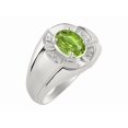 thumbnail image 4 of RYLOS Sterling Silver Ring 8X6MM Oval Gemstone & Diamond Unisex Rings Peridot August Birthstone Ring Size 8, 4 of 7